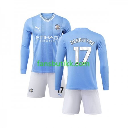 Fotballdrakt Manchester City Kevin De Bruyne 17 Barn Hjemmetrøye 2023-2024 Langermet